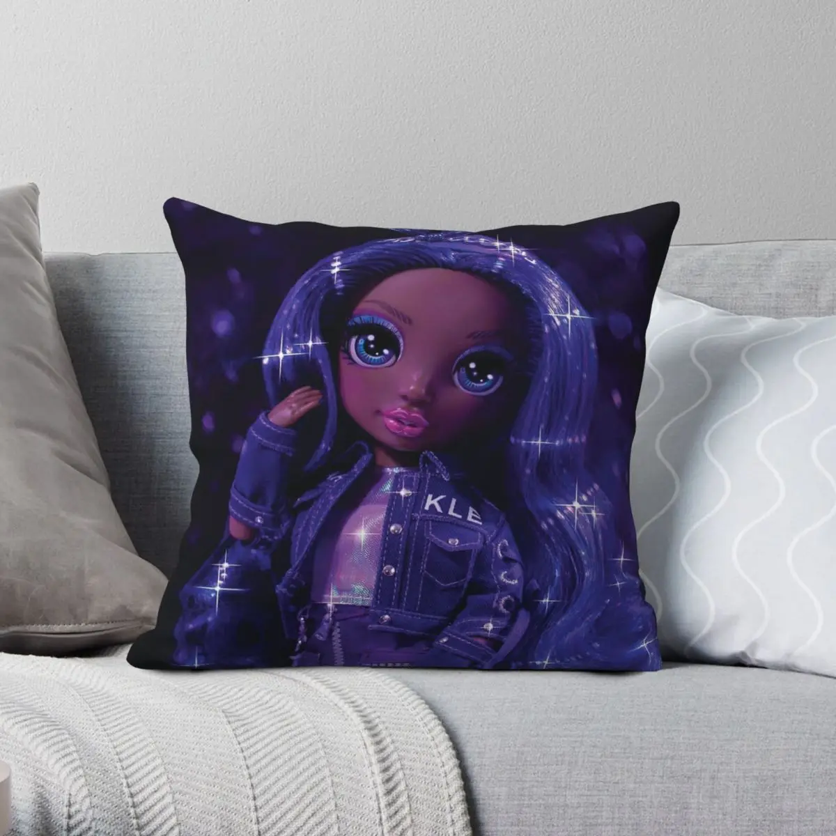 Krystal Bailey Krystal Bailey Doll Square Pillowcase Polyester Linen Velvet Creative Zip Decor Car Cushion Cover 18