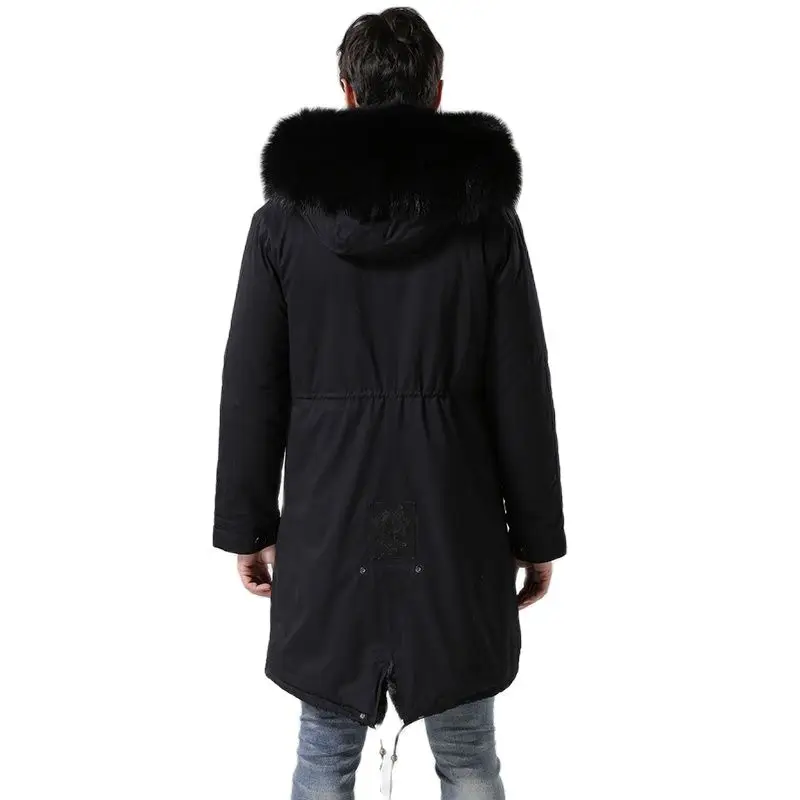 Mens New Fashion Warm Women Slim Furs Collar Cotton Jacket Black Fur Collar Parka Winter Coat Factory Price