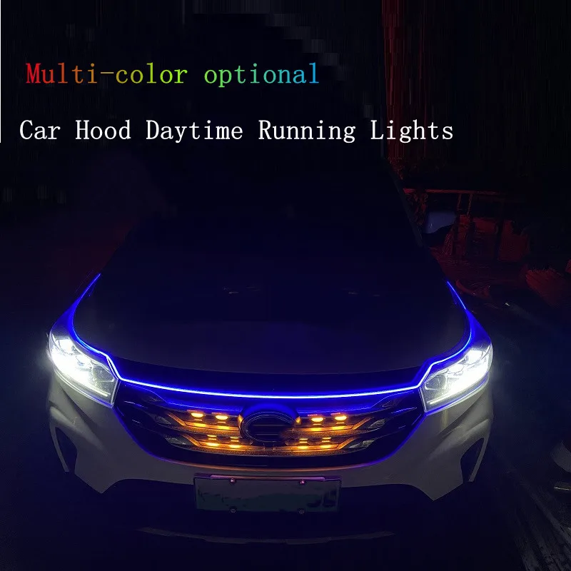 Car Hood Daytime Running Light Strip Waterproof Flexible LED Auto Decorative Atmosphere Lamp Ambient Backlight 12V Universal