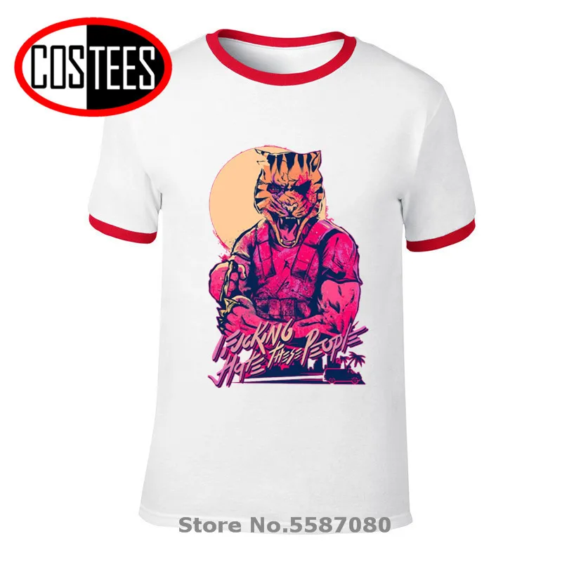 Geek hotline miami men t-shirt clothing new 2017 male t shirt print pattern o-neck casual top-down shooter video game teeshirt