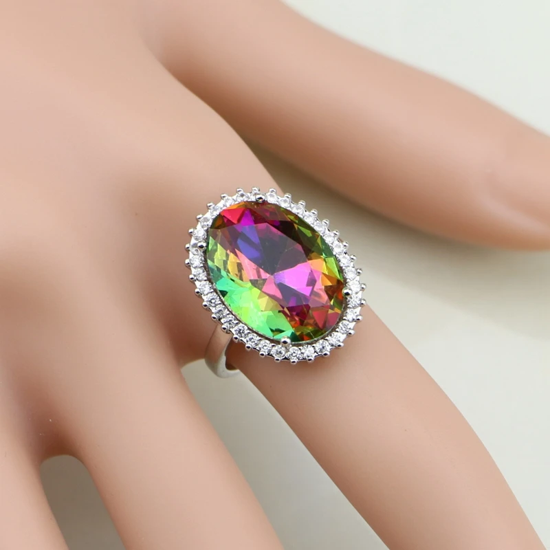 952 Sterling Silver Jewelry Mystic Rainbow Cubic Zirconia White CZ Jewelry Sets For Women Wedding Earrings/Pendant/Necklace/Ring