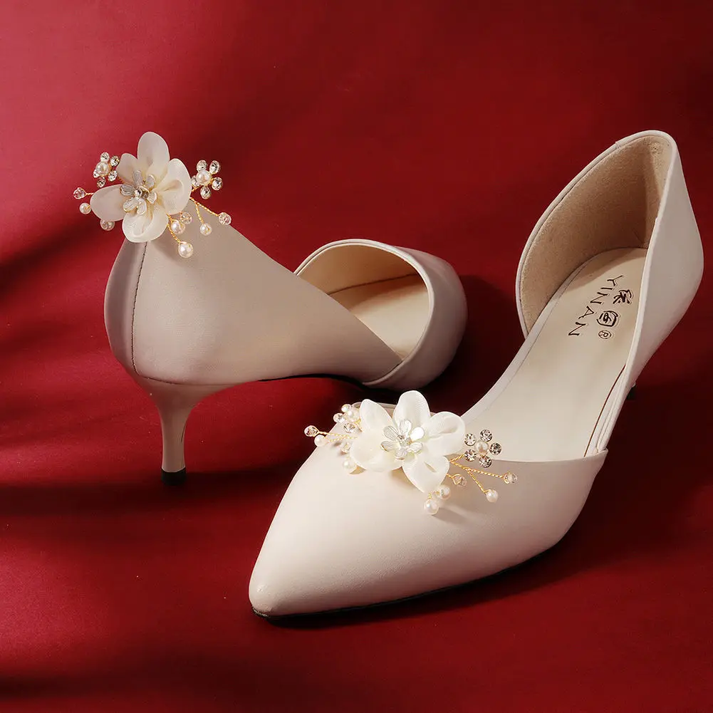 High heeled shoes accessories butterfly shoe flower removable pearl shoes accessories decorative buckle shoe flower