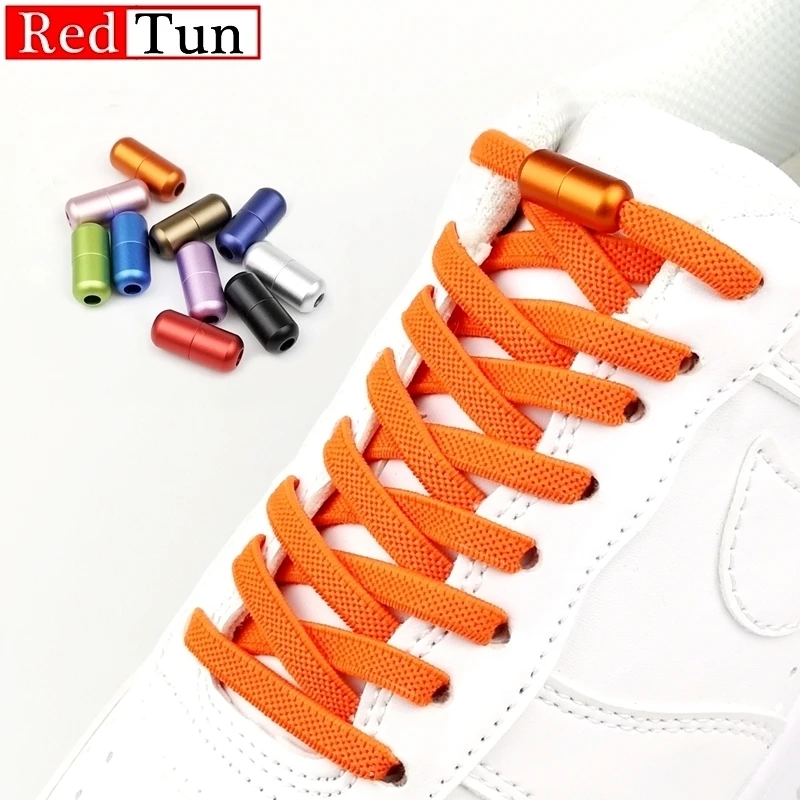 1Pair New Colored Metal Locking Shoelace Flat Elastic No Tie Shoelaces For Kids and Adult Sneakers  Quick Lazy Laces