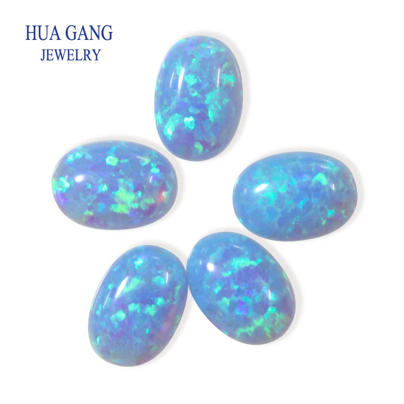 Synthetic Opal Flatback Loose Stones Oval Shape Base Cabochon Opal Beads Semi-Precious Stones For Jewelry 3x5mm-10x12mmmm