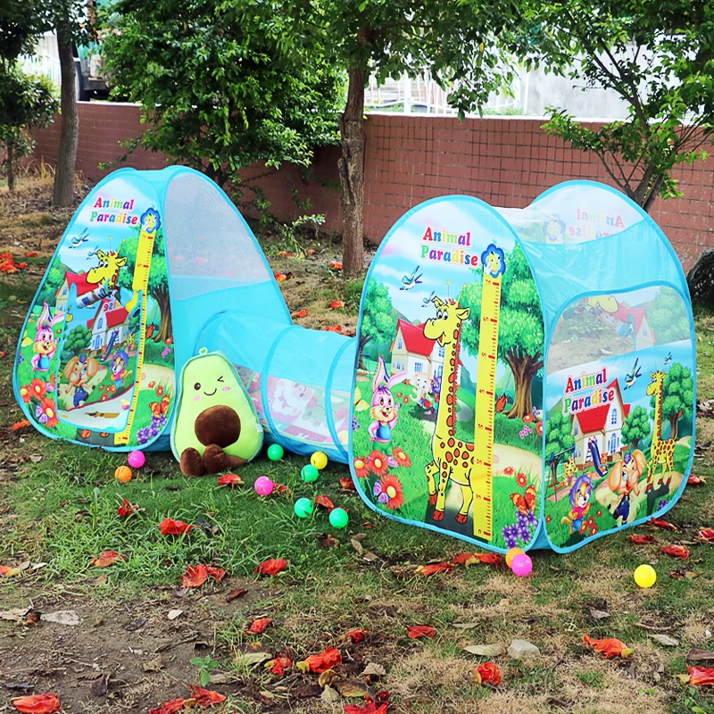 Tragbare Spielen Kinder Zelt Tier Hund Giraffe tunnel zelt Kinder Indoor Outdoor Ozean Ball pool-spiel zelt Burg Zimmer Haus spielzeug