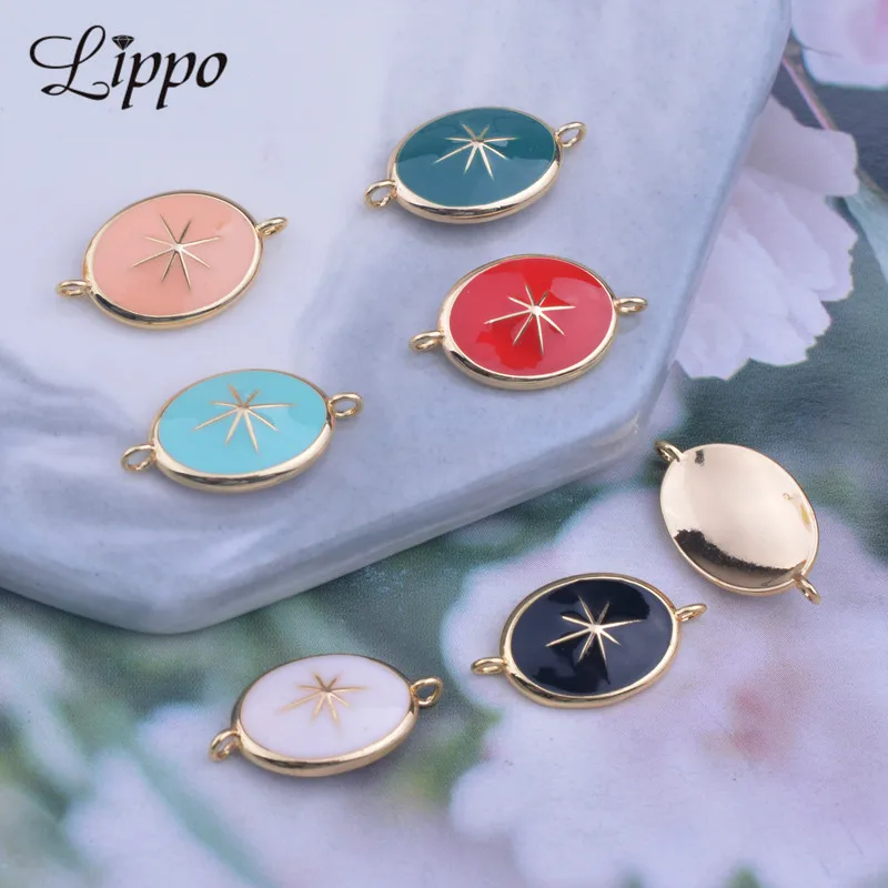 12pcs 10*17mm High-quality Gold Color Copper Oval Connector Enamelled Charms Bracelet Necklace Connector Jelwery Findings