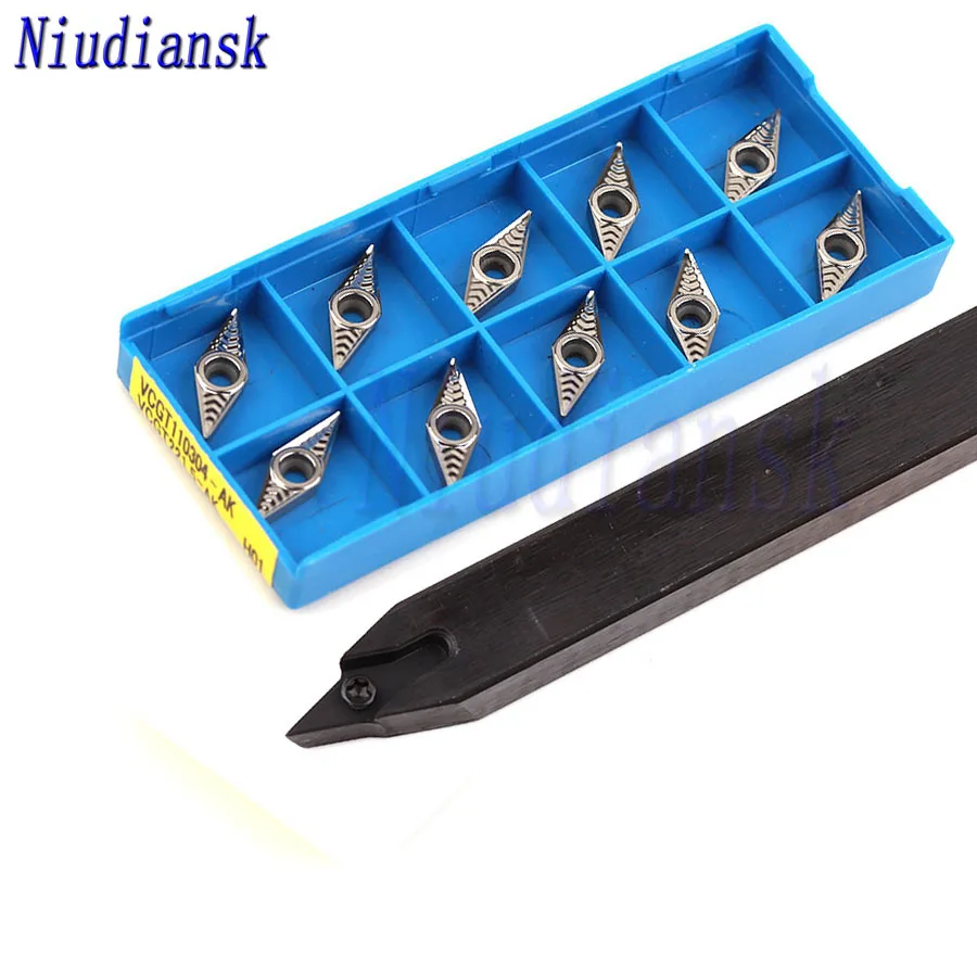 SVVCN1010 SVVCN1212 SVVCN1616H11 External Tool Arbor SVVCN2020K11 SVVCN2525M11 10pcs VCGT1103 Carbide Inserts CNC Lathe Tool Set