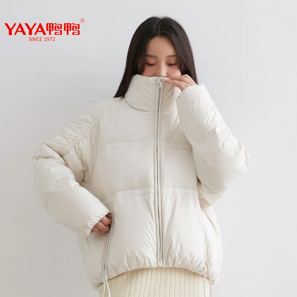 

YAYA 2021 New Winter Women Puffy 90% Duck Down Jacket Stand Collar Windbreak High Quality Short Coat Fashion Thick padded Parkas