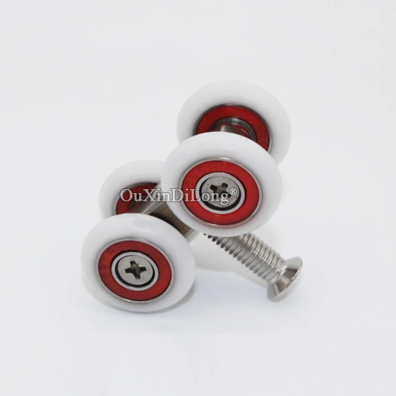 Free Shipping 8PCS Sliding Door Rollers Hanging Pulleys Shower Cabin 4 Wheels Runners