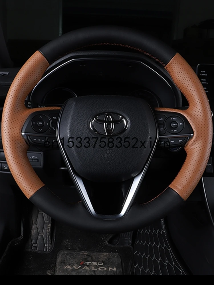 DIY artificial leather hand sewing custom made steering wheel cover For Toyota Camry  car wheel cover  car accessories