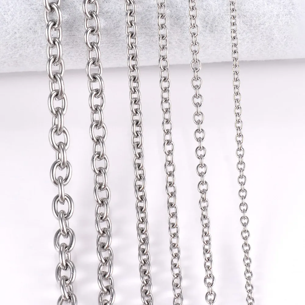 Großhandel 1 Meter Breite 1,5mm-6mm Edelstahl Kreuz-O-Massivkette für Damen und Herren DIY Schmuck Armband Halskette – Detail 3