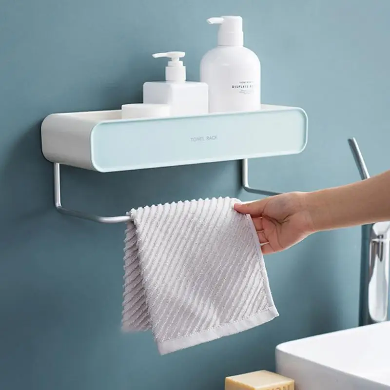 Perforated Towel Rack Single Pole Bathroom Rack Bathroom Space Aluminum Bath Towel Rack Toilet Rack Bathroom Accessories Shelves