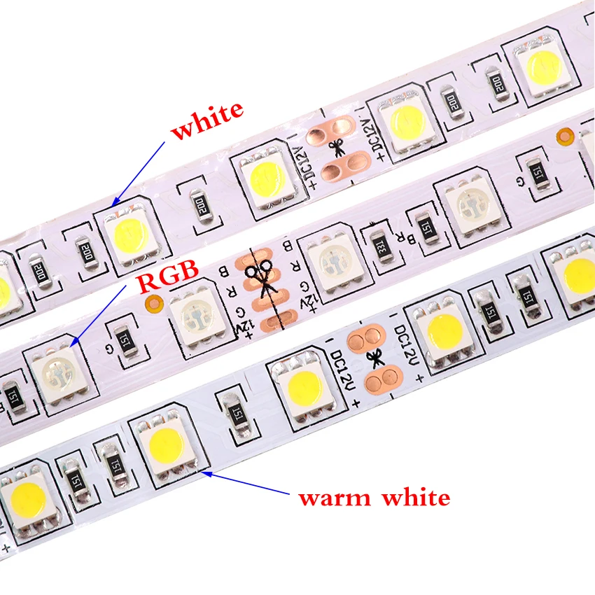 Tira de luces LED para decoración del hogar, cinta Flexible impermeable de 12V y 5m, SMD 5050, 2835, 5054, 5630, 120Led, 240LED, 60LED, 10 colores