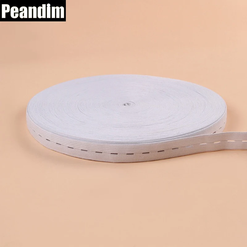 PEANDIM 30M DIY Sewing Accessories Button Hole Knit Elastic Band 15mm White & Black