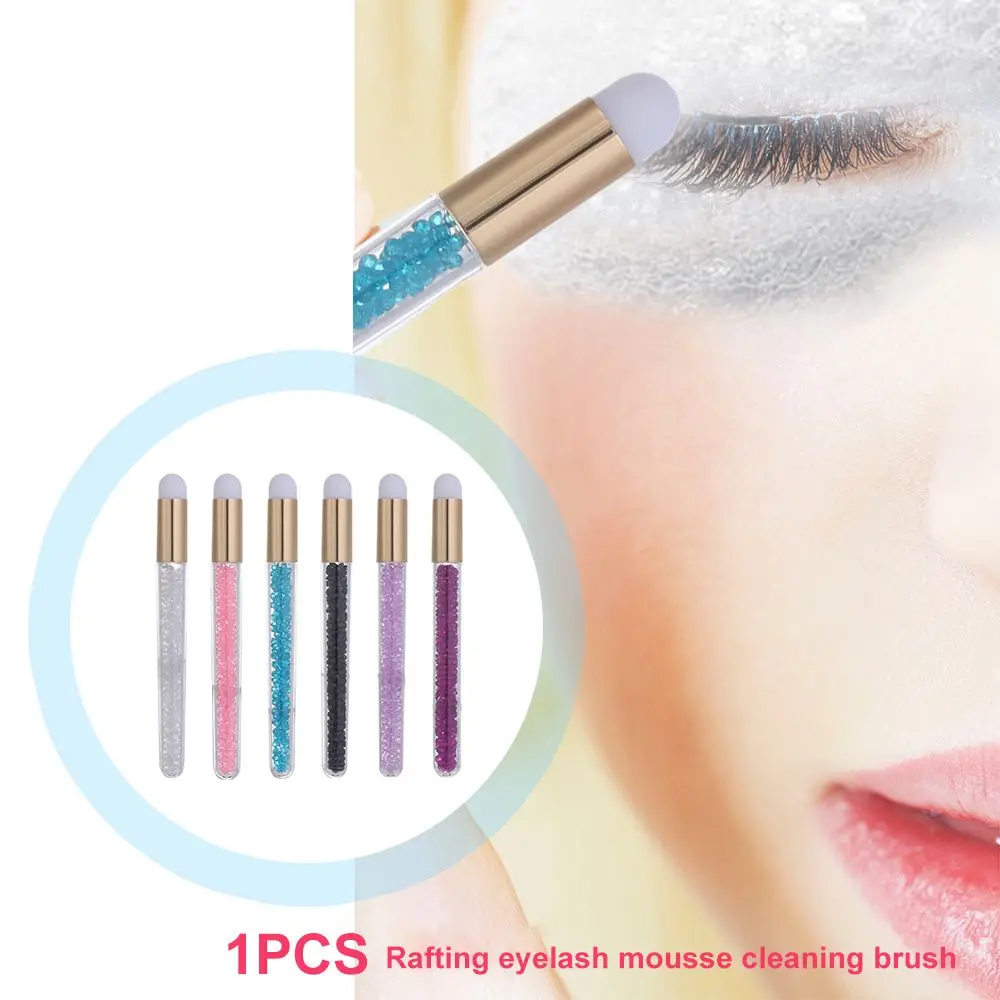 Fashion Soft Fiber Hair Crystal Beads Handle Makeup Blackhead Nose Brushes Eyelashes Extension Shampoo Brushes Cleaning Brushes