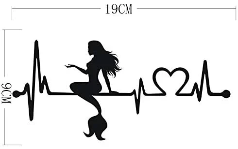 

19cm*9cm Car Stickers and Decals Mermaid Heartbeat Lifeline Stickers for Car Door Body Decoration Funny