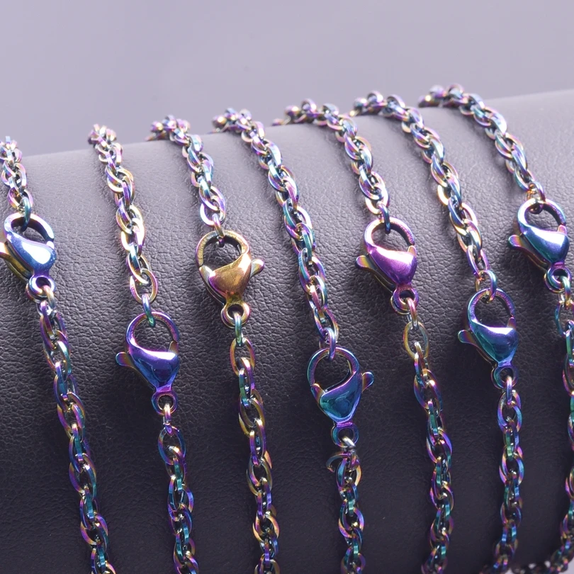 10pcs/Lot Twist Rope Square Box Long Link Chain Necklaces цепочка For Women Men Collares Party Gift Jewelry Making Bulk image 5