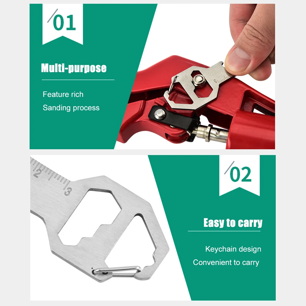 Multi-use Keychain Portable Stainless Steel Pocket EDC Multi Tool  Bottle Opener Wrench Screwdriver Measuring Ruler for Outdoor