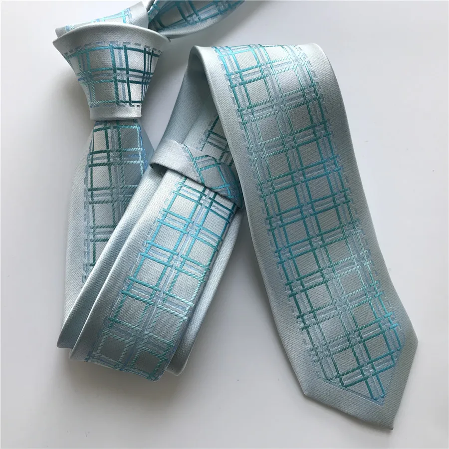 Men's Ties Jacquard Woven Neck Tie Designer Panel Neckties Fashion Blue Plaids Checkers Gravata