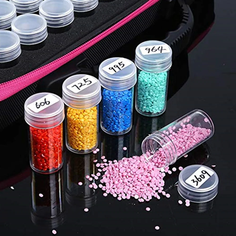 30/60 Bottles Transparent Container Case 5D DIY Diamond Painting Accessories Diamond Embroidery Beads Storage Box Organizer Tool