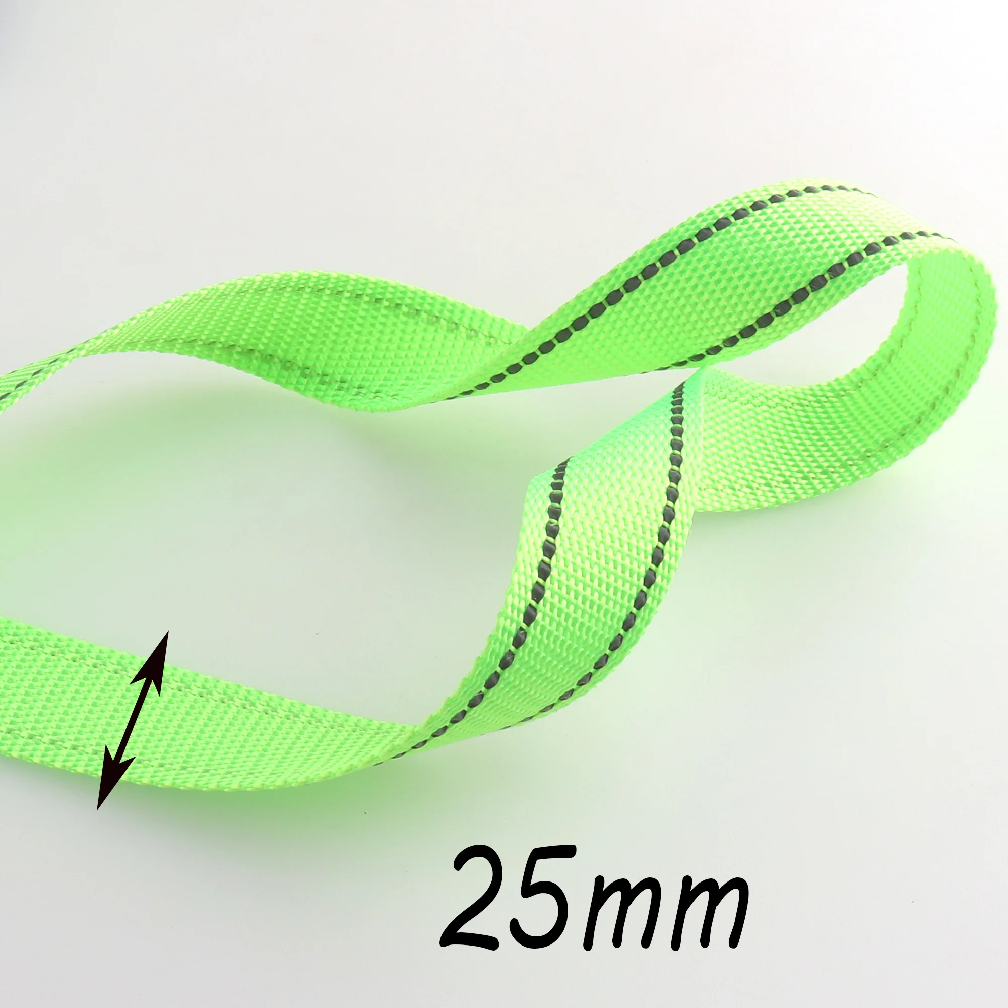 Neon Lime Reflective Fluorescent green Ribbon Silver Reflective Stripe 100% Polyester/Sports Reflective Ribbon Webbing strips