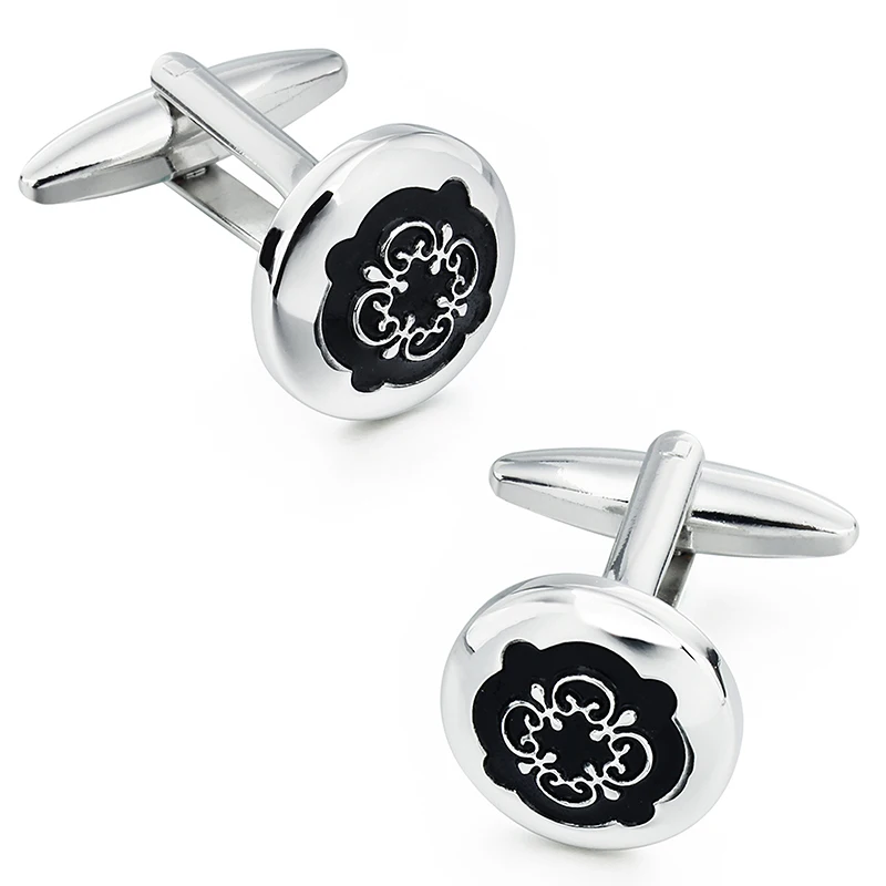 Vintage Floral Pattern Enamel Cufflinks Tuxedo Studs Set for Men's Tuxedo Shirts Business Wedding Cufflinks Set