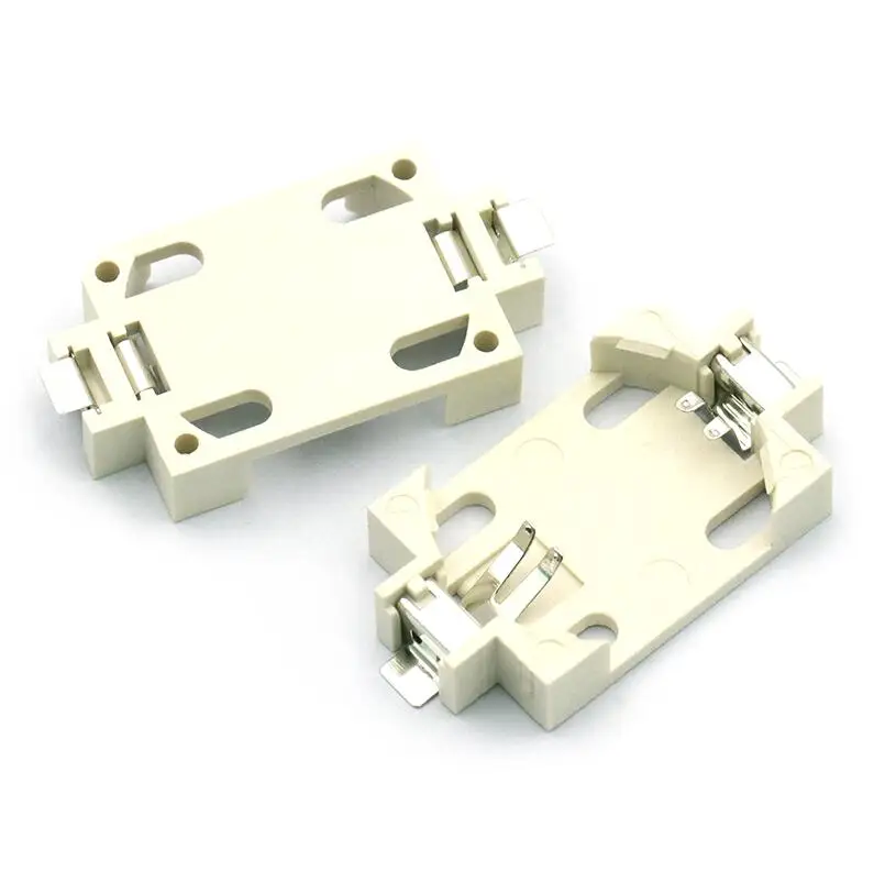 White Housing CR2032 SMD Button Coin Cell Battery Holder Socket Case Horizontal Battery Storage Box Square Button Batteries Seat