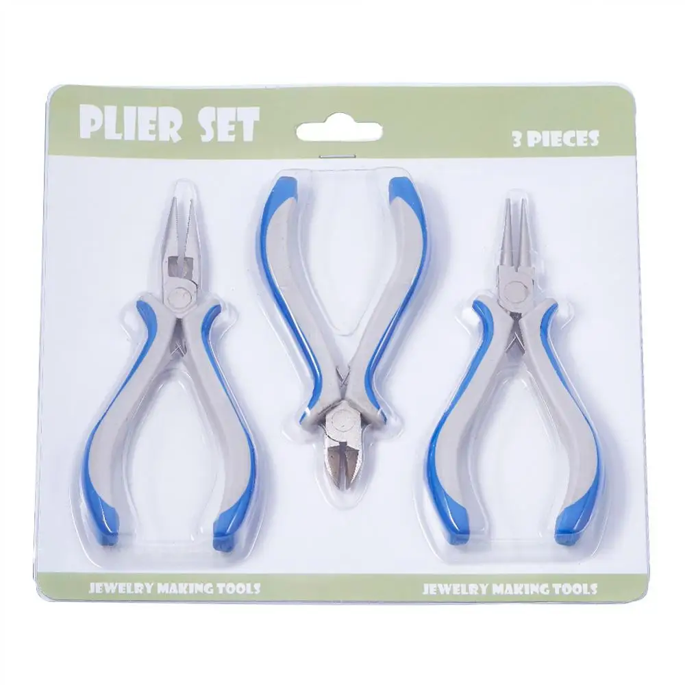 Pandahall Plier Sets For DIY Jewelry Making Tool Round Nose Side Cutting Pliers and Wire Cutters Blue 110~125x70mm Drop Shipping