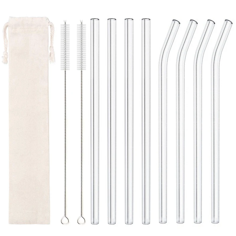 20 cm Glas-Smoothie-Strohhalm, wiederverwendbare transparente Trinkhalme für Smoothie-Milchshakes, umweltfreundlicher Trinkgeschirr-Strohhalm