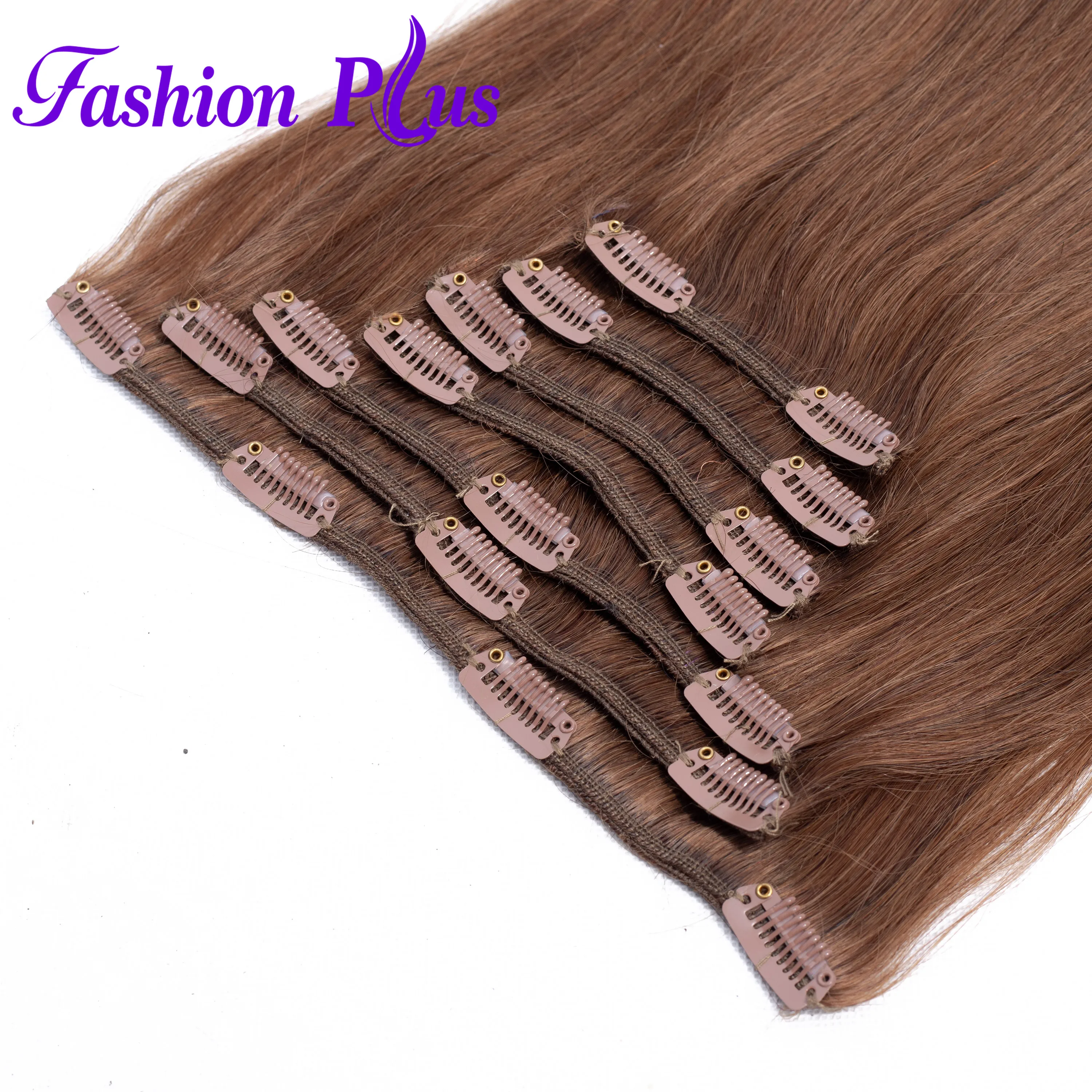 Extensiones de cabello humano con Clip, 18-20 pulgadas, pelo liso brasileño, 7 unids/set/juego, 120G