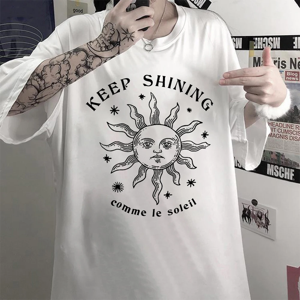 Keep Shining Comme Le Soleil Iron On Patches For Clothes Retro Graphic Appliques For Clothing Fashion Sun Thermo Stickers