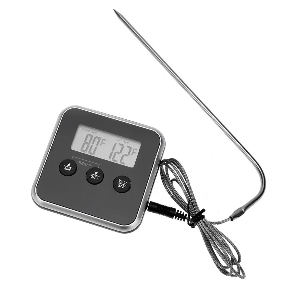 Termómetro Digital electrónico para cocinar, herramienta de cocina con pantalla LCD, medidor de temperatura para cocinar carne, agua y aceite, temporizador