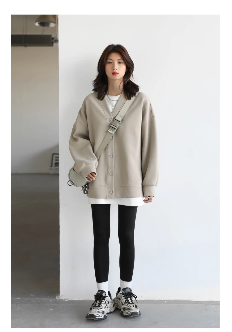 CHIC VEN Korean Women's Sweatshirts Solid Plush Thick Warm Loose Casual Female Tops Office Lady Coats Jacket Autumn Winter 2026