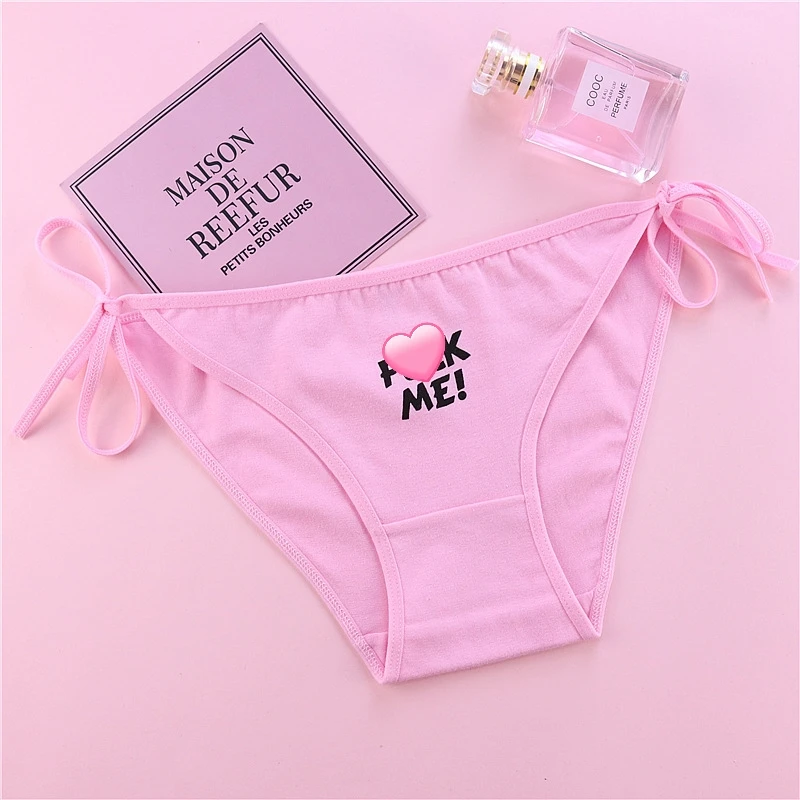 women\'s Panties Low Waist Pants Letter Briefs Ladies Tie Solid color Lingerie Women\'s Underpants Kawaii Girl Underwear