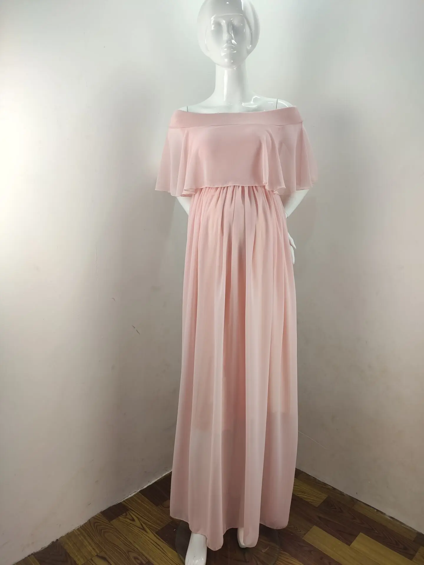 chinese dress ladies BUMPSUIT: Off the Shoulder Soft Mesh Dress (Pink) – Bump City main image 1