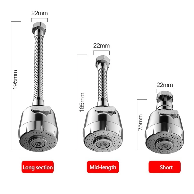Przedłużenie kranu wody obrót o 360 ° regulowany przedłużacz do kranu do kuchni akcesoria łazienkowe Extender Faucet