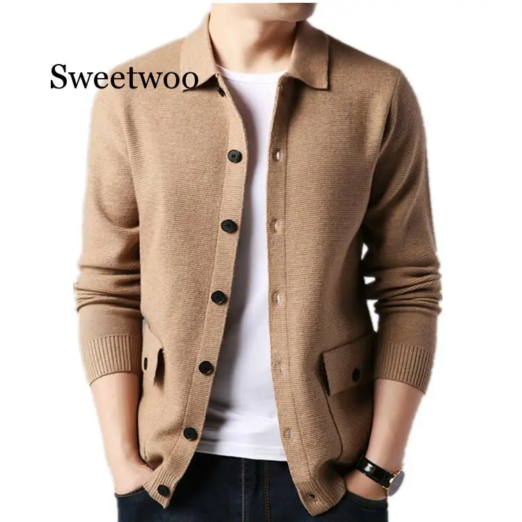 

Sweetwoo Autumn Winter Mens Sweaters 2020 Vintage Long Sleeve Knitted Cardigan Men Casual Knitwear Oversized Sweater Knitted Top