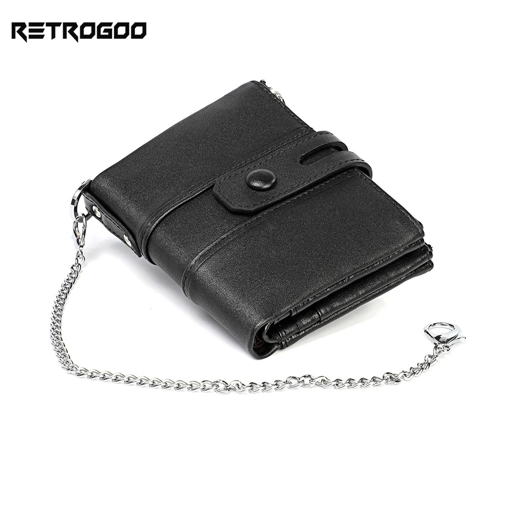 

RETROGOO Double Zipper Unisex Wallet Genuine Leather Men Purse Women Wallets Card Holder Zipper Coin Pocket Money Bag Men Clutch