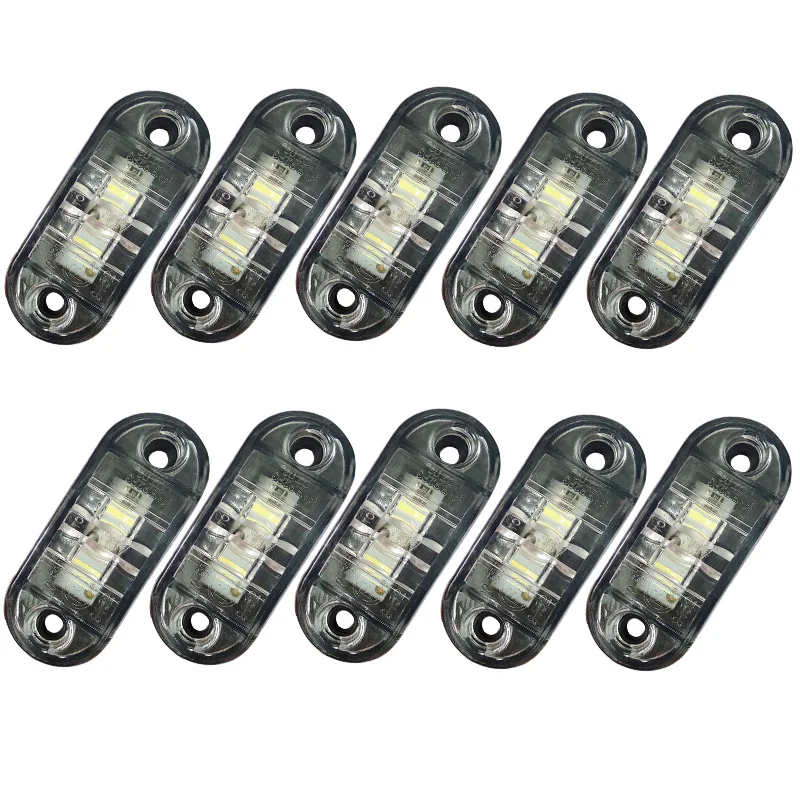 Carro externo LED Turn Signal Indicador de Luz, Branco Apuramento Lâmpada, Caravana, Reboque, Camião, Caminhão Acessórios, 24V, 10Pcs