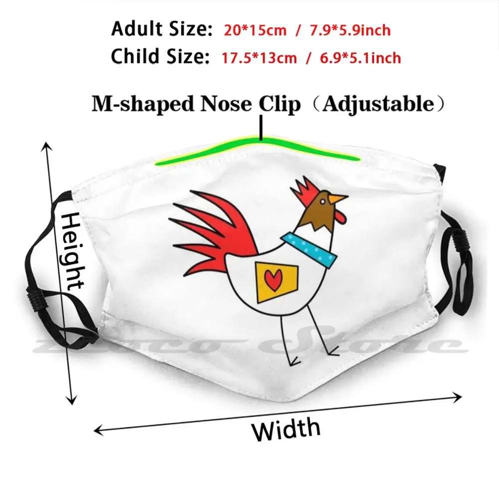 Ayam dengan Hati (Pesta Ayam) Dapat Dicuci Tren Disesuaikan Pm2.5 Filter Masker Ayam Pesta Ayam Burung Hati Cinta Pernikahan