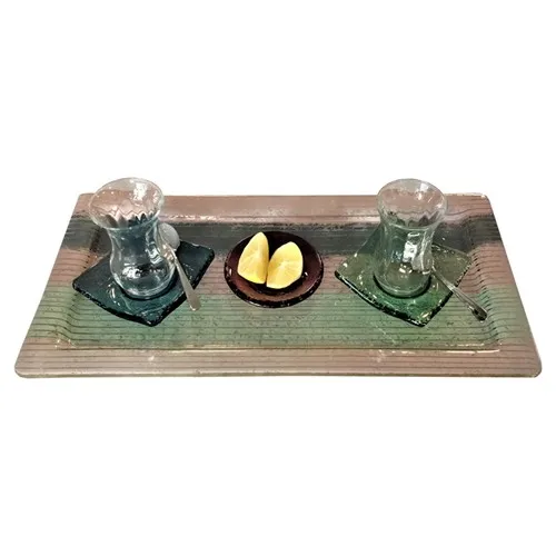 Handmade Tea Presentation Set, Glass Plate