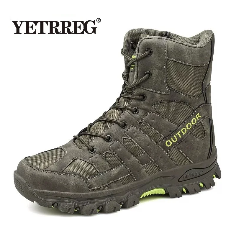 Brand Men Boots Outdoor Desert Combat Ankle Boot Light Comfortable Motorcycle Boots Work Men's Shoes Non-slip Men's Hiking Boots