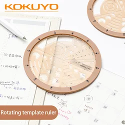 1 Japanese Kokuyo Rotating Template Ruler DIY Hollow Ruler Simple Multifunctional Polish Ruler Special Drawing for Students