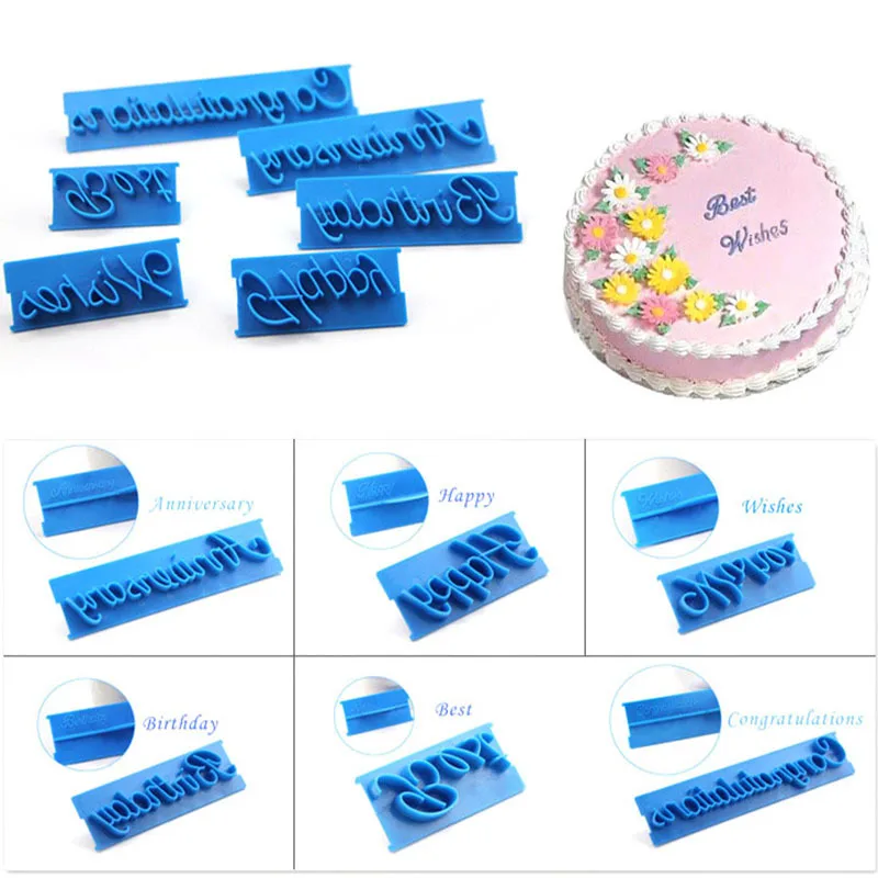 Handwritten Teaser Cake Letters Cookie Cutter Plastic Biscuit Knife Baking Fruit Cake Kitchen Tools Mold Embossing Printing