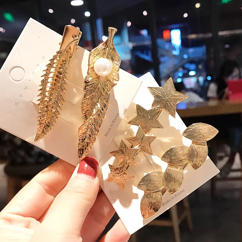 New fashion Woman Simple Geometric Wild metal water droplets Hairpins Hair Clips Alloy Barrettes Girls Hair Accessories Headwear