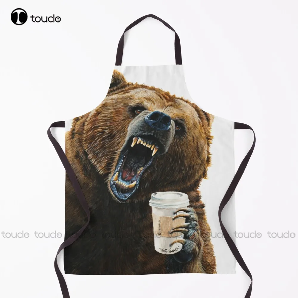 New Grizzly Mornings - Give That Bear Some Coffee Apron Bbq Apron For Men Unisex