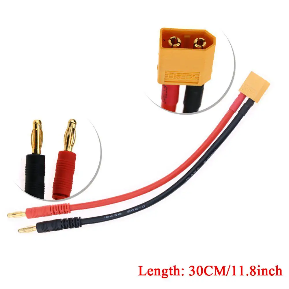 2PCS XT60 To 4mm Banana Plug 30cm Cable Charge Lead For Balance Battery Charger 4mm Banana Plug