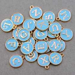 Light blue 12*15mm A-Z Letter Charms Enamel Charms Alphabet Initial Letter Handmade Pendant For Diy Bracelet Jewelry Making