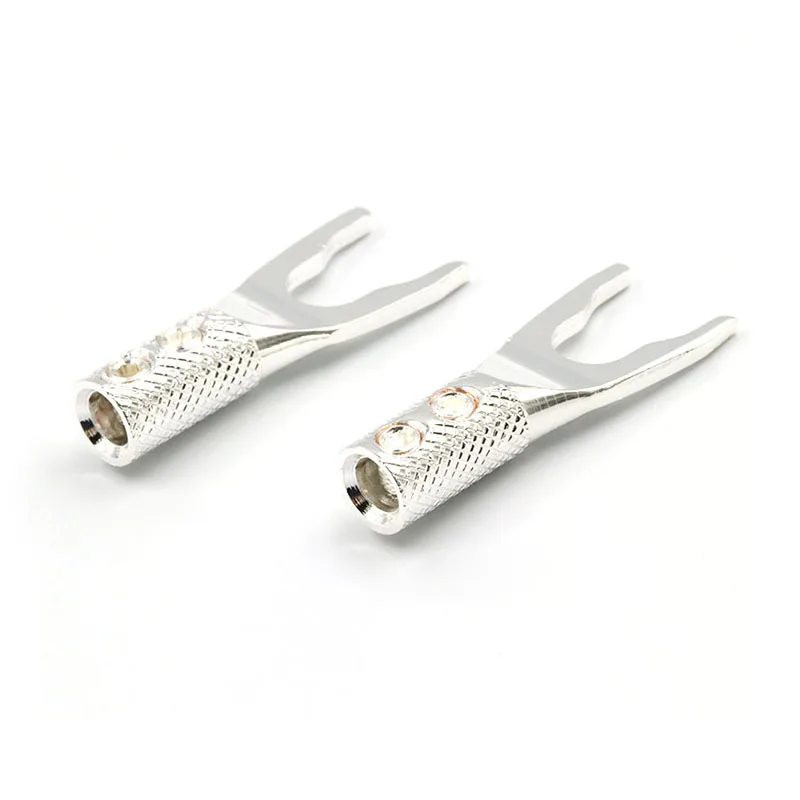 HIFI Silver Plated Pure Copper Y Spade Plug Speaker Cable Wire Connector