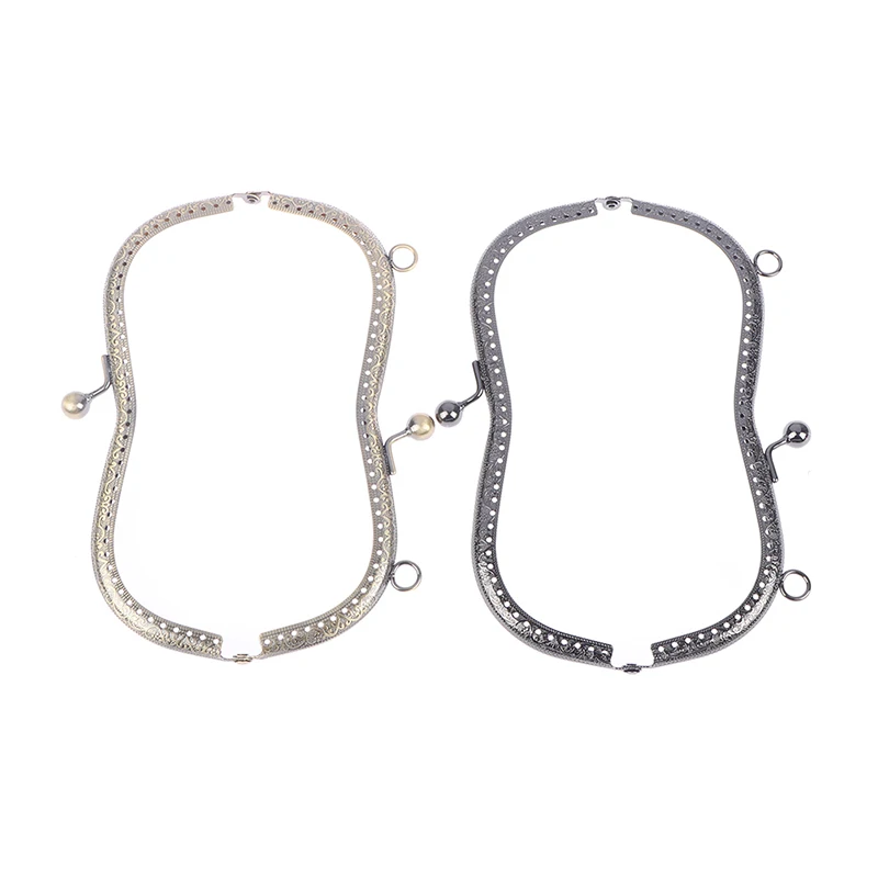 1PC Vintage Metal Frame For Purse Bag Sewing Bronze Tone with Pearl Ball Clasp Metal Kiss Clasp Lock Bag Accessories 19cm